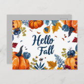 Hallo Herfst wenskaart met bloemen Briefkaart (Voorkant / Achterkant)