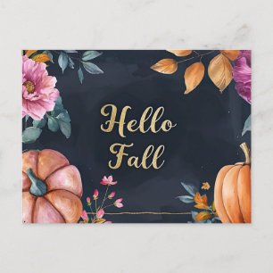 Hallo Herfst wenskaart met bloemen Briefkaart