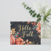 Hallo Herfst wenskaart met bloemen Briefkaart (Staand voorkant)