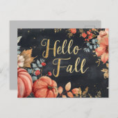 Hallo Herfst wenskaart met bloemen Briefkaart (Voorkant / Achterkant)