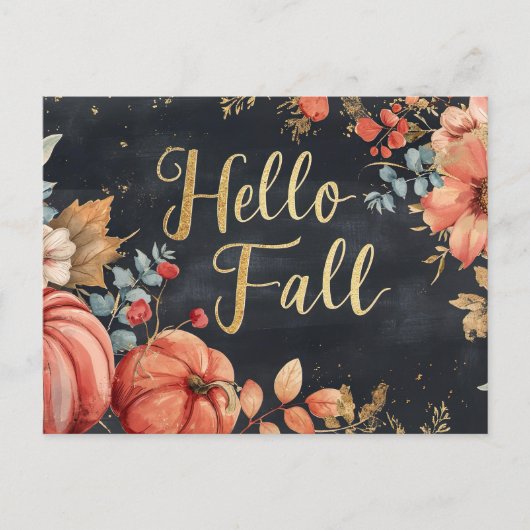 Hallo Herfst wenskaart met bloemen Briefkaart (Voorkant)