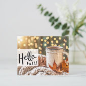 Hallo Herfst wenskaart met mok Briefkaart (Staand voorkant)