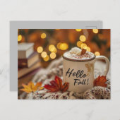 Hallo Herfst wenskaart met mok Briefkaart (Voorkant / Achterkant)