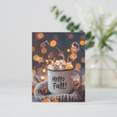 Hallo Herfst wenskaart met mok Briefkaart (Staand voorkant)