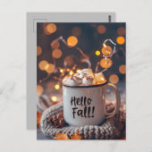 Hallo Herfst wenskaart met mok Briefkaart (Voorkant / Achterkant)