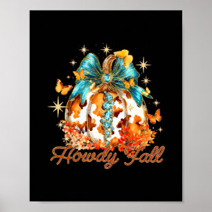 Hallo herfst westerse pompoenseizoen herfstbladere poster