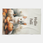 Hallo Herfst Witte Kitten Keuken Handdoek (Horizontaal)