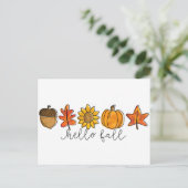 hallo Herfst Zonnebloembladeren en pompoen Briefkaart (Staand voorkant)