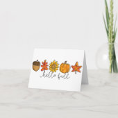 hallo Herfst Zonnebloembladeren en pompoen Kaart (Voorkant)