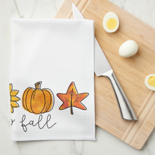 hallo Herfst Zonnebloembladeren en pompoen Theedoek (Quarter Fold)