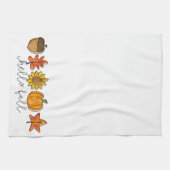 hallo Herfst Zonnebloembladeren en pompoen Theedoek (Horizontaal)