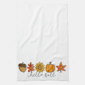 hallo Herfst Zonnebloembladeren en pompoen Theedoek (Verticaal)