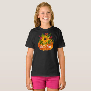 Hallo Herfst Zonnebloemen Pompoen Herfst Rustiek T-shirt