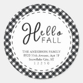 hallo Herfst | Zwarte en witte buffels Thanksgivin Ronde Sticker (Voorkant)