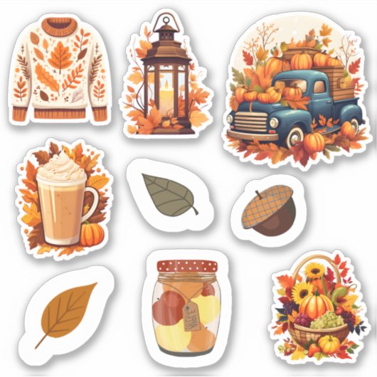Hallo Herfstblad van 9 stickers (Voorkant)