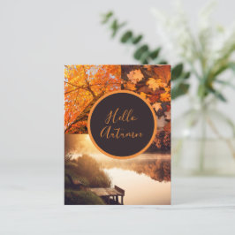 Hallo herfstbladeren bomen meer foto Thanksgiving Briefkaart