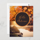 Hallo herfstbladeren bomen meer foto Thanksgiving Briefkaart (Voorkant / Achterkant)