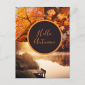 Hallo herfstbladeren bomen meer foto Thanksgiving Briefkaart (Voorkant)