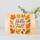 Hallo herfstbladeren en eikels kaart (Staand voorkant)