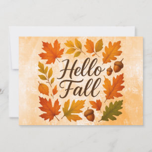 Hallo herfstbladeren en eikels kaart