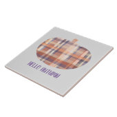 Hallo Herfstpompoen tartan waterverf grijs sinaasa Tegeltje (Zijkant)