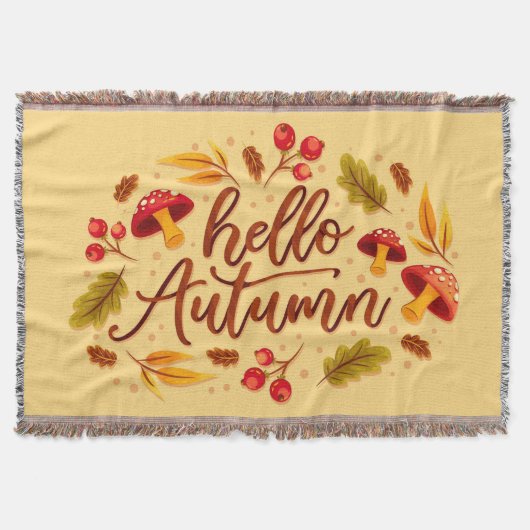 Hallo Herfstvalkruid Herfst Kleur Bladeren Deken (Voorkant)