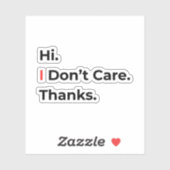 Hallo, het maakt me niet uit, dank je Sticker (Vel)