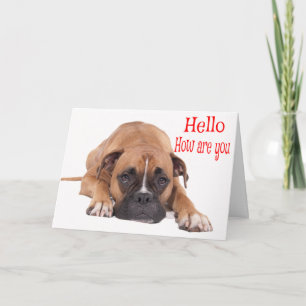 hallo / Hi Boxer Puppy - Bruin & Witte hond Kaart