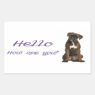 hallo/Hi Boxer Puppy Dog Greeting Sticker