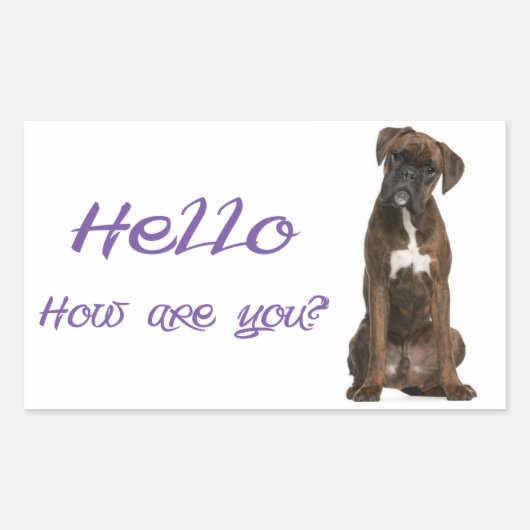 Hallo Hi Boxer Puppy Hondengroet Sticker (Voorkant)