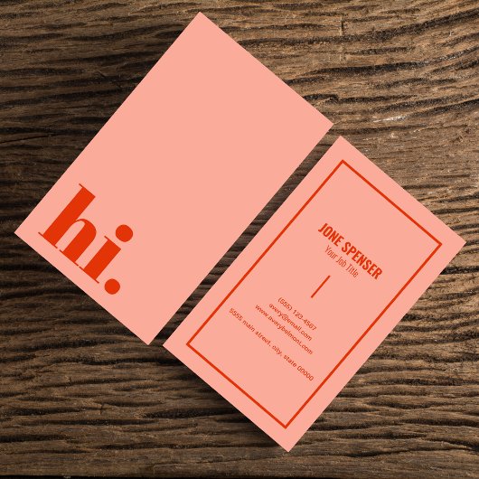 Hallo Hi Casual Rood & Roze Typografie Retro Visitekaartje