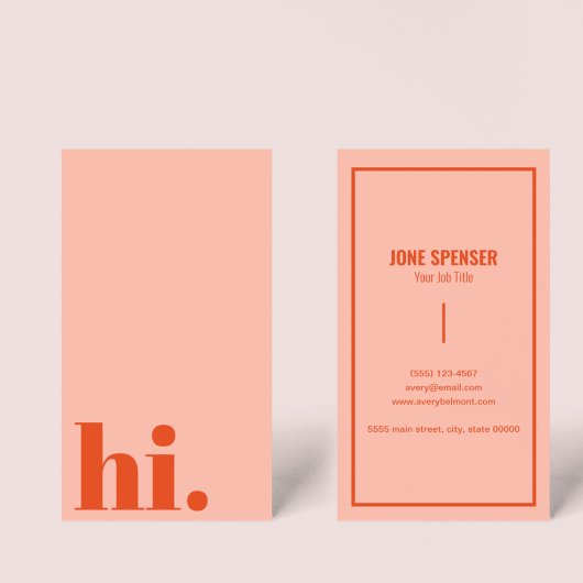 Hallo Hi Casual Rood & Roze Typografie Retro Visitekaartje