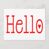 Hallo Hi Red Heart en White Love Briefkaart (Voorkant)