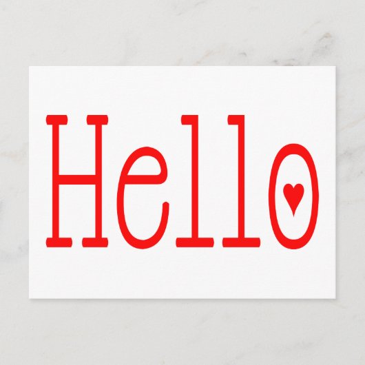 Hallo Hi Red Heart en White Love Briefkaart (Voorkant)