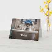 Hallo Hi Schattigee Chihuahua Puppy Hond in een Bu Kaart (Gele Bloem)