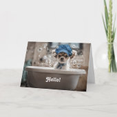 Hallo Hi Schattigee Chihuahua Puppy Hond in een Bu Kaart (Voorkant)