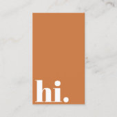 Hallo Hi? Terracotta Clean Eenvoudige Typografie C Visitekaartje (Voorkant)