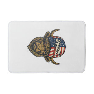Hallo Highland Koe Patriottisch Vintage Westers On Badmat