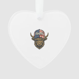 Hallo Highland Koe Patriottisch Vintage Westers On Ornament