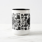 hallo Hipster Retro-telefoonpatroon Tweekleurige Koffiemok (Center)