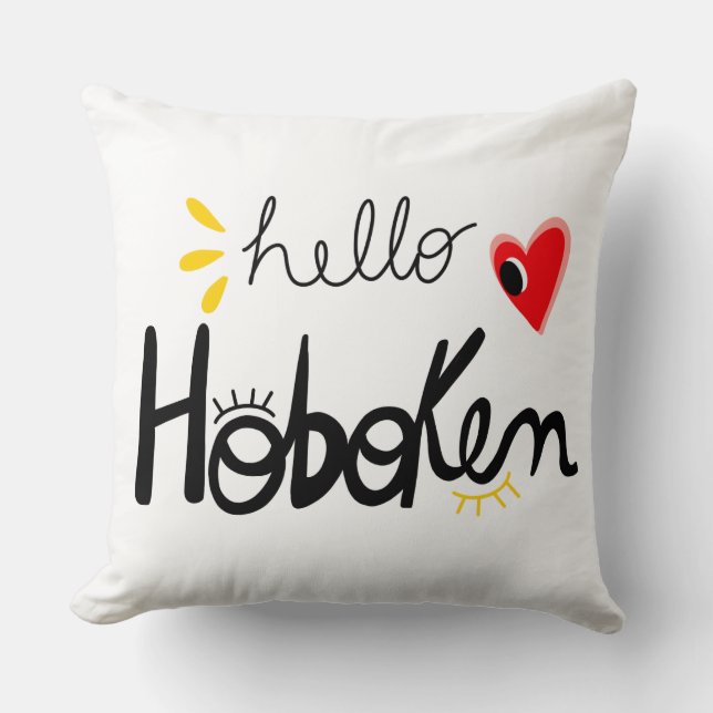 Hallo Hoboken New Jersey Leuk Worp Kussen (Voorkant)