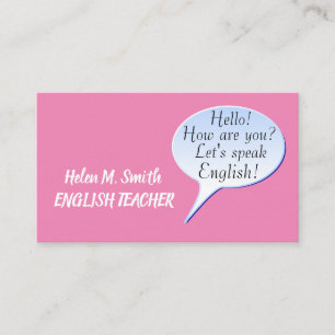 hallo Hoe ben je Bubble Speech English Teacher? Visitekaartje
