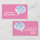 hallo Hoe ben je Bubble Speech English Teacher? Visitekaartje (Voorkant / Achterkant)