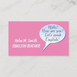 hallo Hoe ben je Bubble Speech English Teacher? Visitekaartje