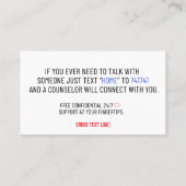 Hallo Hoe bent u gratis 24/7 Crisis Tekstlijn Contactkaartje (Achterkant)