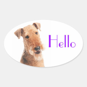Hallo / Hoi Airedale Puppy Hond Sticker / Label