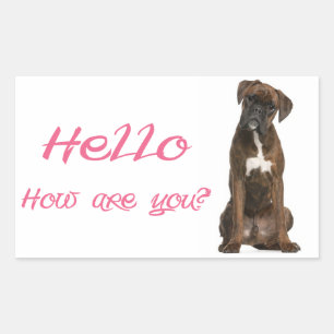 Hallo / Hoi Boxer Puppy Hond Groet Sticker