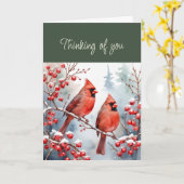 Hallo Hoi! Denken aan jou Rode Vogel Kardinalen Sn Kaart (Gele Bloem)