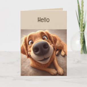Hallo Hoi Ik denk aan je Leuk Grappige Hond Kaart