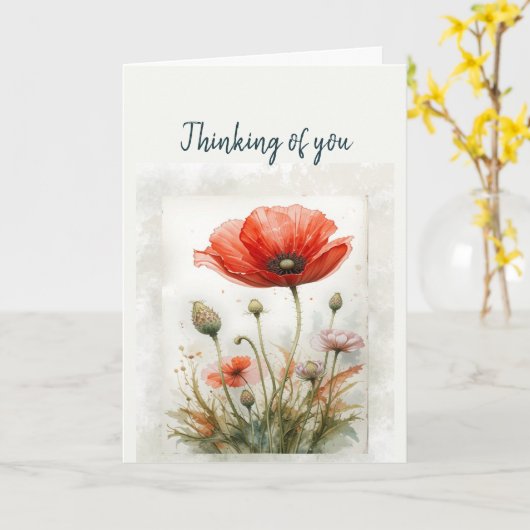 Hallo Hoi, Ik denk aan jou, Garden Poppy Flower Ar Kaart (Gele Bloem)